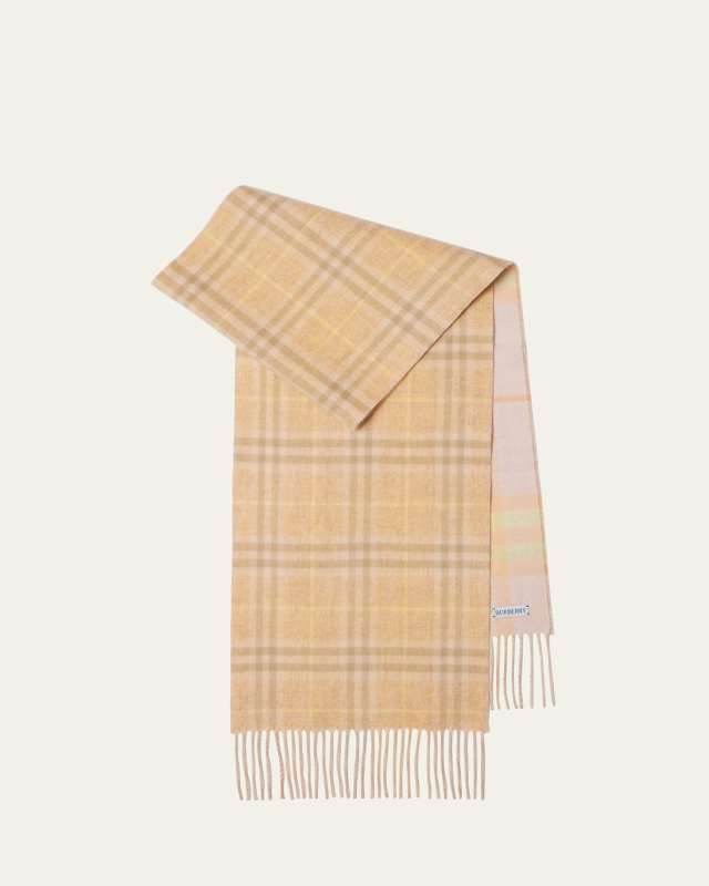 Reversible Giant Check Cashmere Scarf